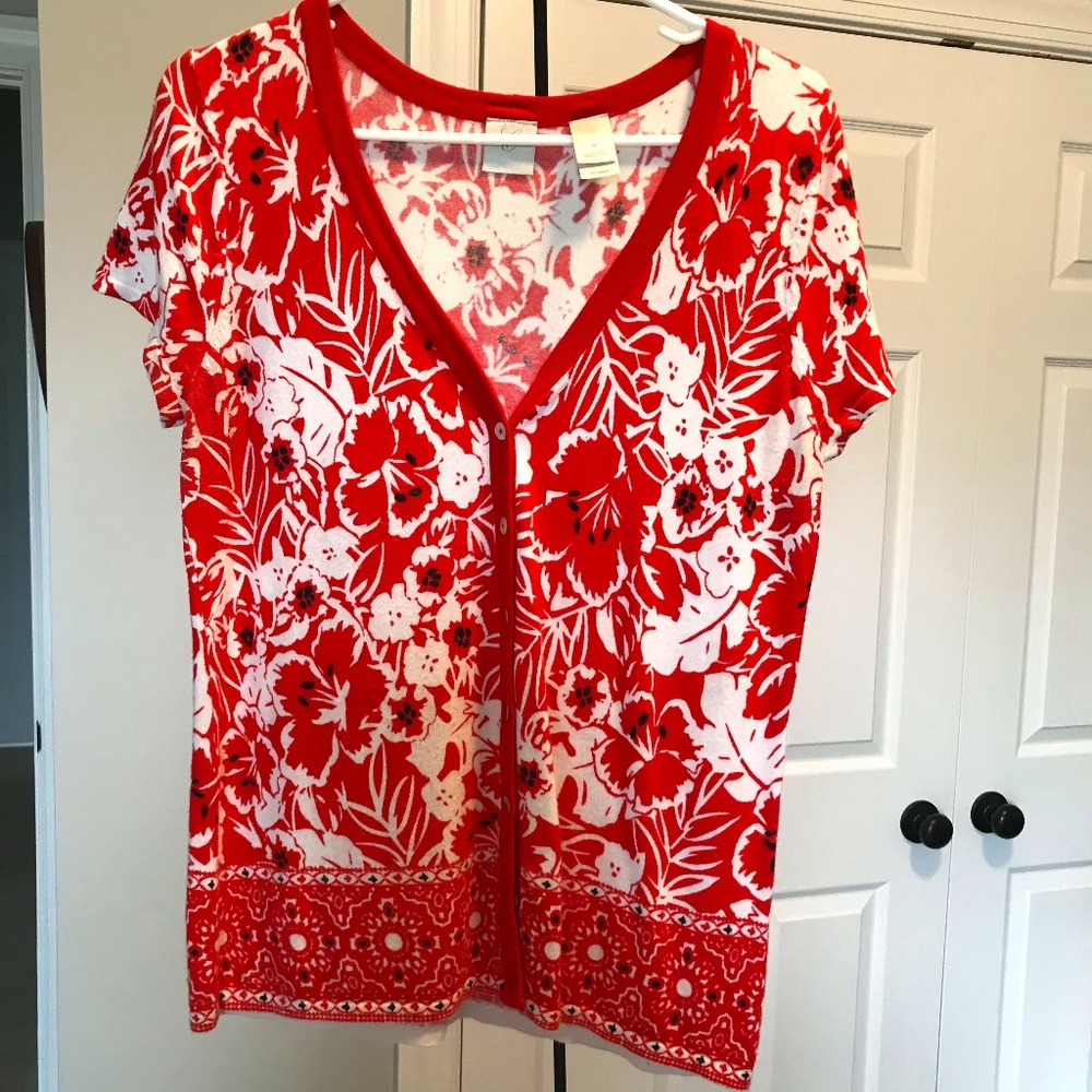 Short Sleeve Button Up Sweater Top